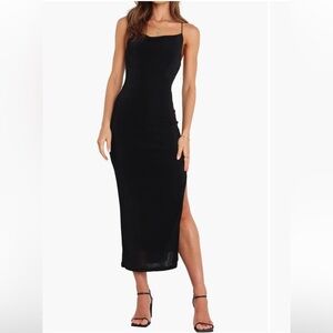 Petal and Pup Dixie Cowl Neck Midi Black Dress